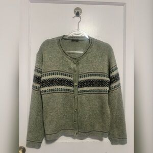 Route 66 Green Cardigan Sweater with Nordic Pattern Trending Size M TRENDING